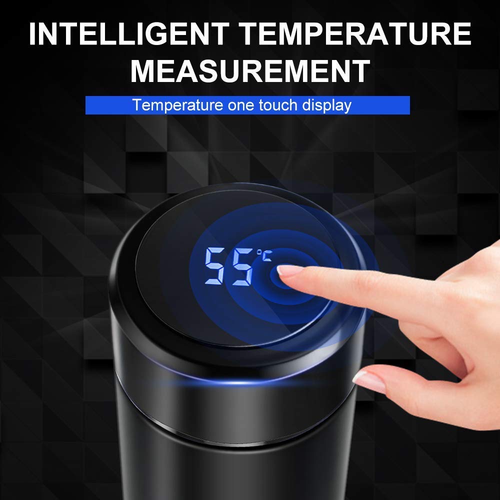 Customized name engraved vacuum flask with temperature display