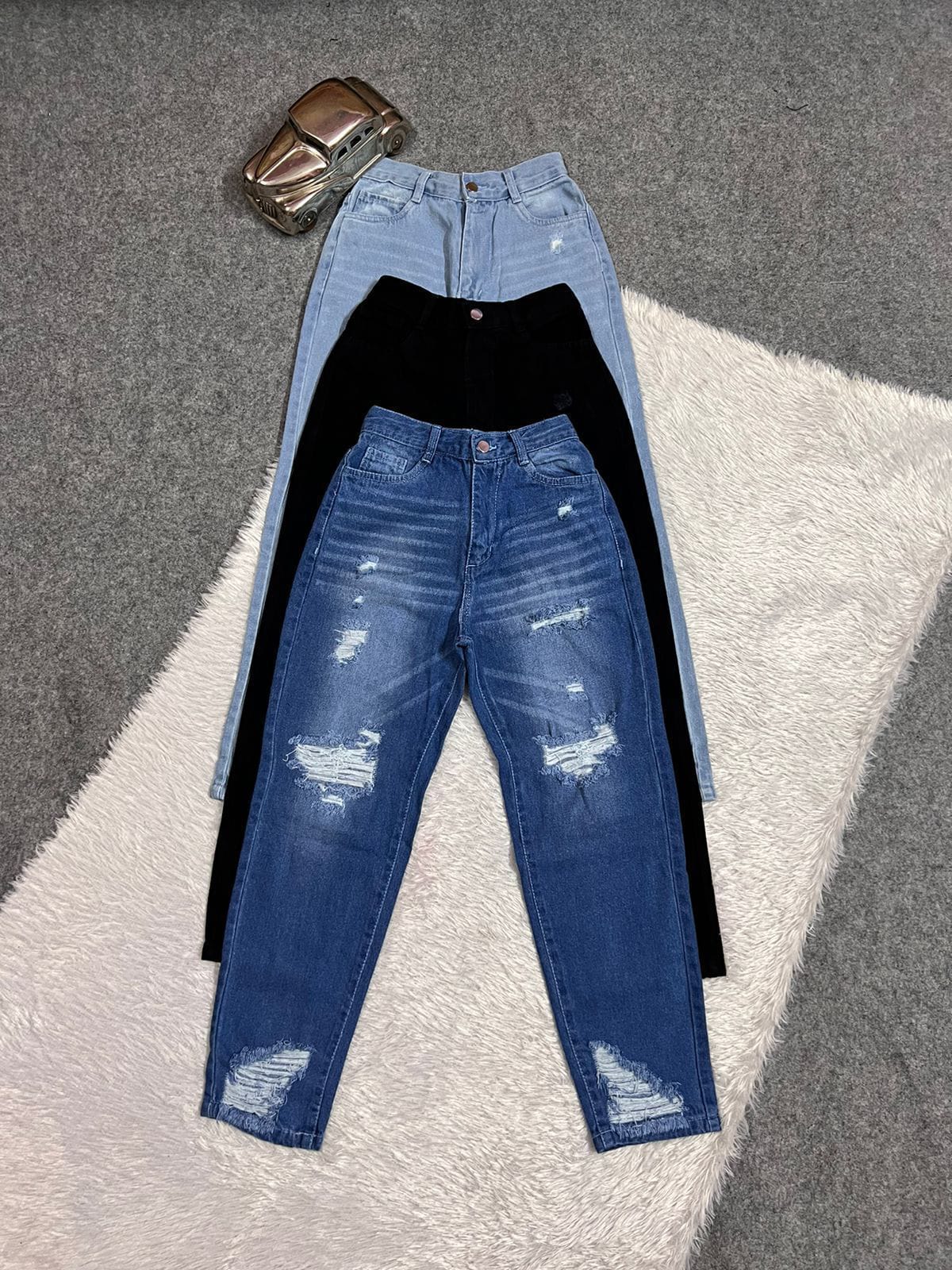 High-Rise Ripped Jeans