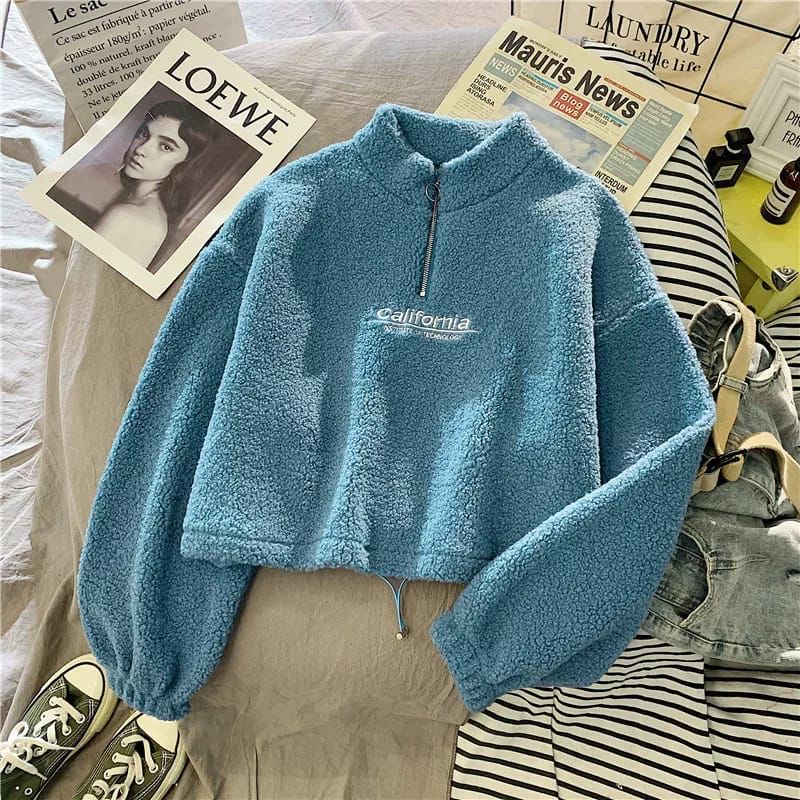 Winter Loose Fit California Crop Hoodie