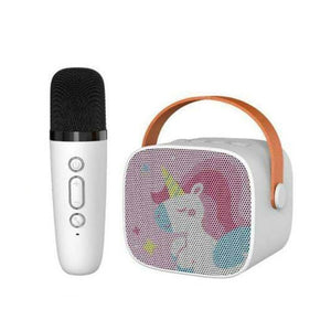 Karaoke Machine Portable Bluetooth Speaker with Wireless Microphone (White)