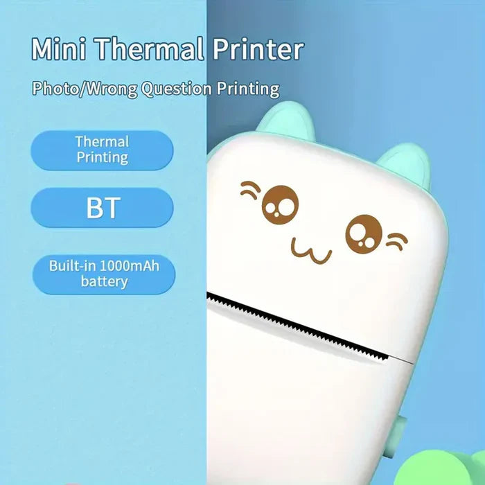 Mini Thermal Printer (2Year Warranty) Inkless Bluetooth Pocket Printer for Prints Picture List Memo Receipt Tags Barcode Labels Compatible with iOS, Android (Blue)