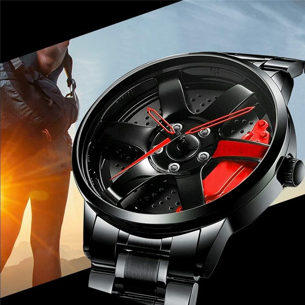 Buy Dyls Rotating Car Wheel Watch for Men Alloy Steel Watch with Japanese  Quartz Movement, Waterproof Sports Wrist Watch with Car Rim Hub Design for  Men/Car Enthusiast (Yellow Black) at Amazon.in