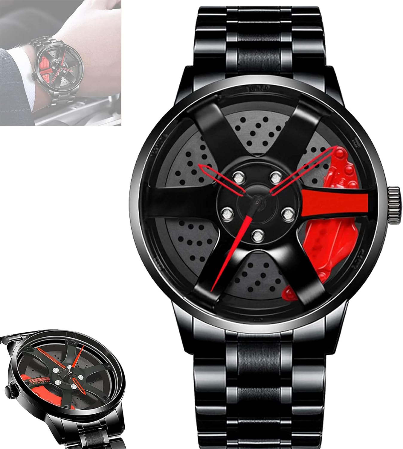 Spinning Gyro Watch Car Wheel Watch Tencel