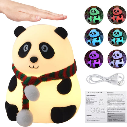 Rechargeable Panda Lamp, Cute Silicone Kawaii Night Lamp for Bedroom