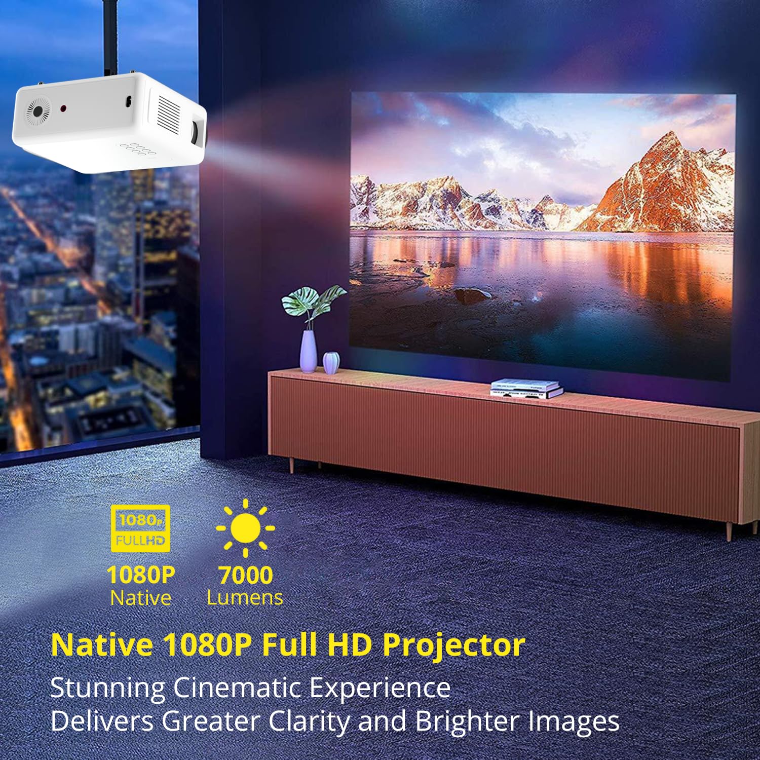 1080P Full HD Projector with 4K Support, True 420 ANSI on Screen Brightness (Best in Segment), 250" Screen | 5 Watt HiFi Speaker | Slide Lens Door