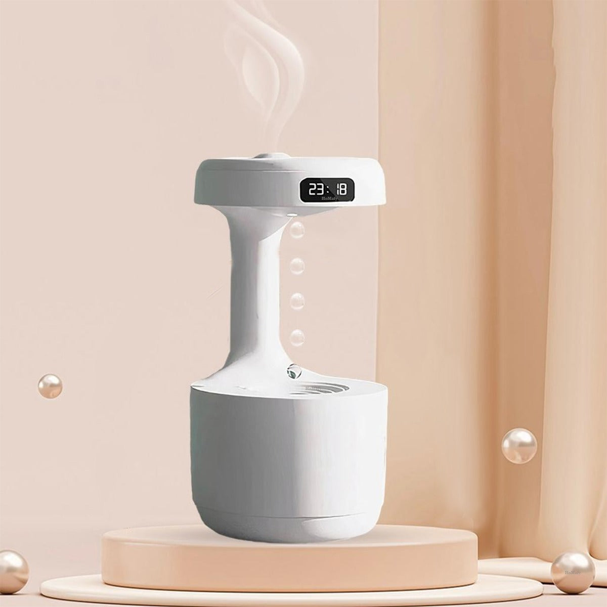 Anti Gravity Air Humidifier Anti-Gravity Water Droplet Humidifier Creative Air Aromatherapy Led Display Shutdown Protection Light Mode for Home Bedroom Office (white)