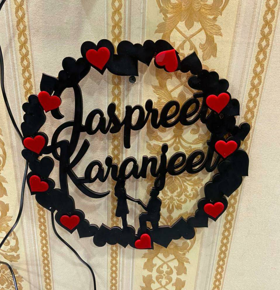 Couple Name Customized Hanging Frame Alphabet Wooden Couple Name