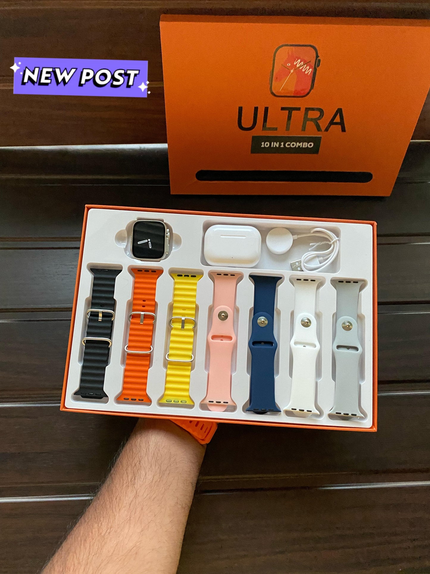 10 IN 1 (Orange Watch + Airpord ultra Combo )