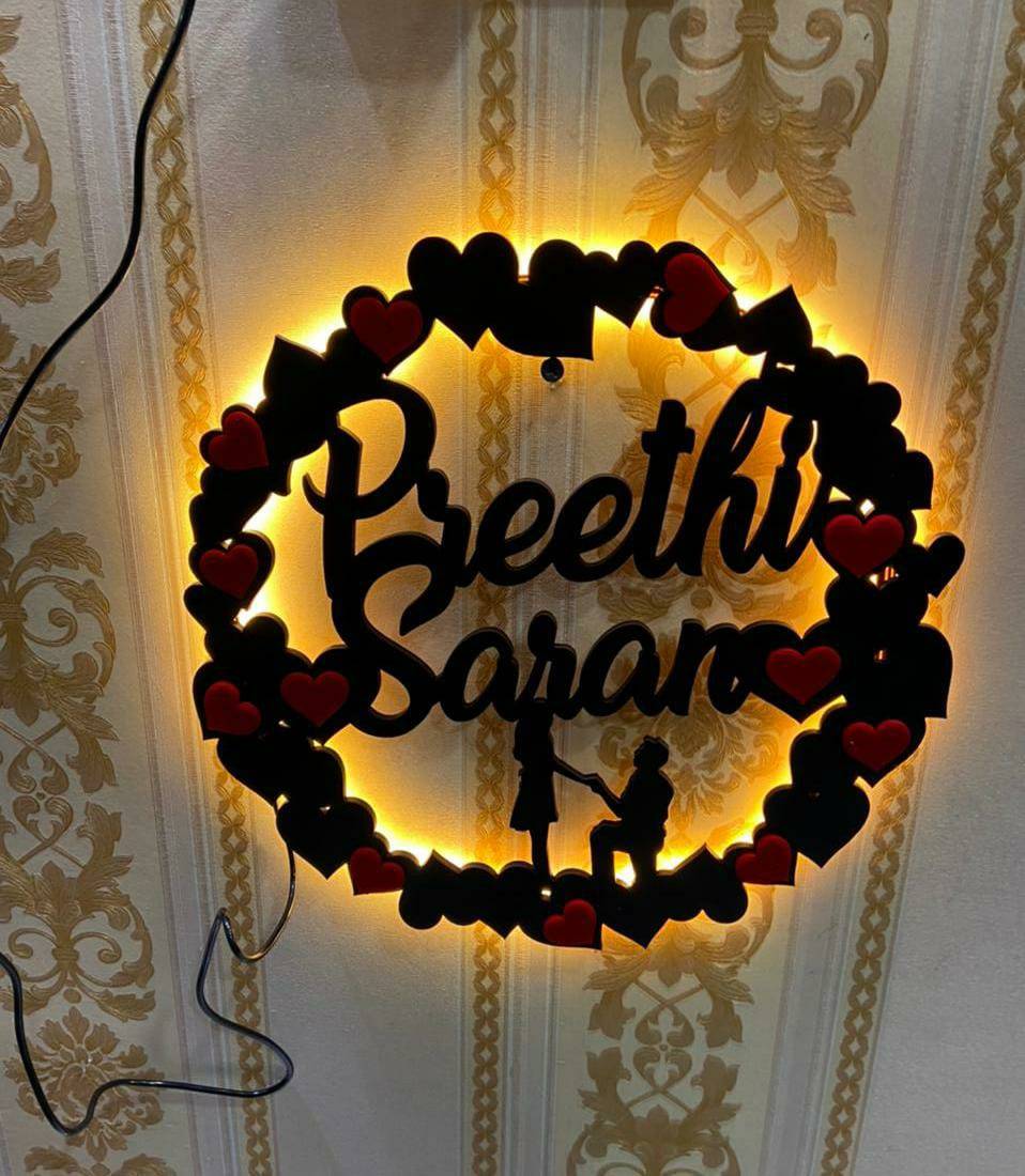 Couple Name Customized Hanging Frame Alphabet Wooden Couple Name