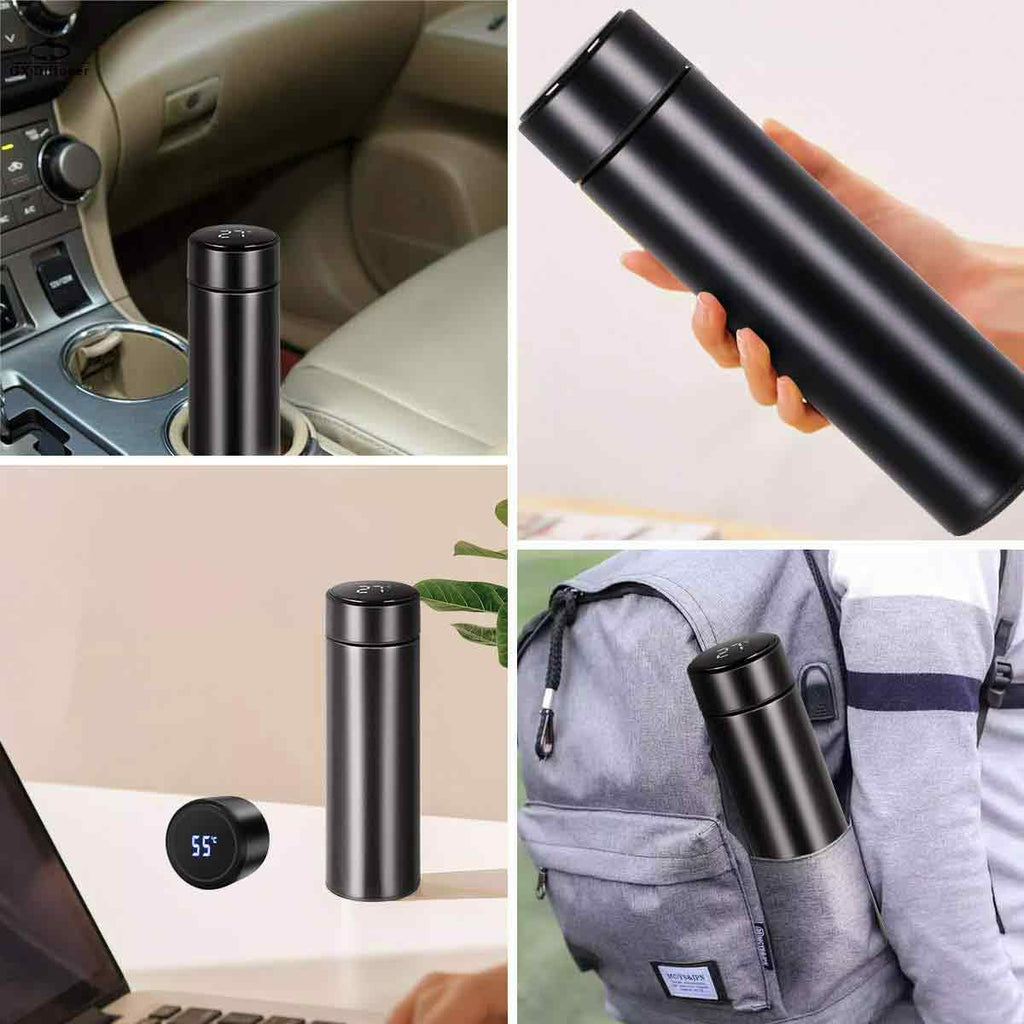 Customized name engraved vacuum flask with temperature display