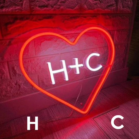 CUSTOMISED NEON COUPLE INITIALS WITH HEART