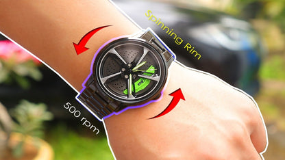 Spinning Gyro Watch Car Wheel Watch Tencel