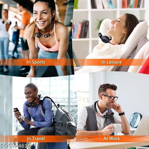 Neck-Fan Hand-Free Hanging USB Rechargeable Neckband Portable, 3 Speeds and 360 Degree Rotation for Kitchen Outdoors Sport Camping Travel Office (Multi Color)